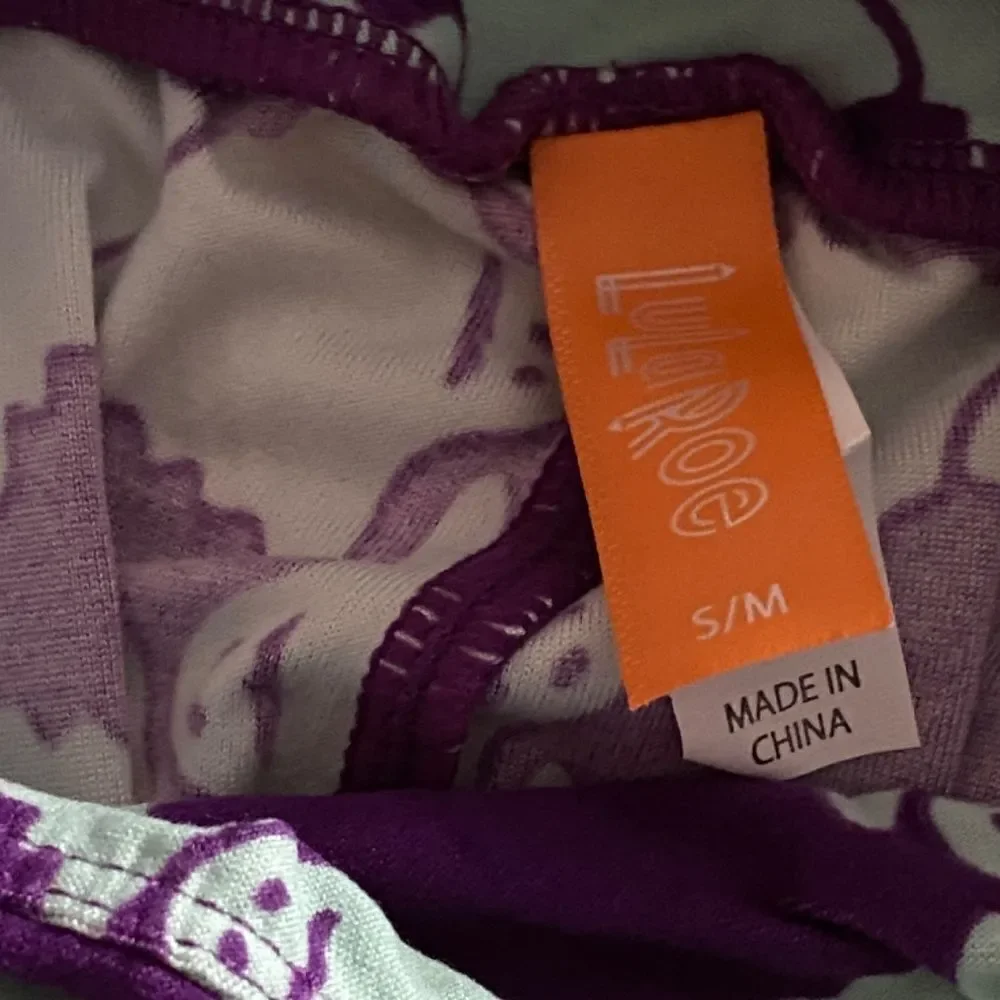 0713 LulaRoe Kids Leggings S/M Ghosts Print Purple and Blue New